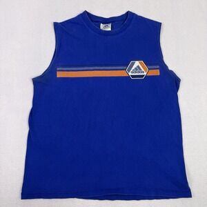 Vintage 90s Adidas‎ Made In USA Blue Tank Top Sleeveless Graphic Shirt Mens S